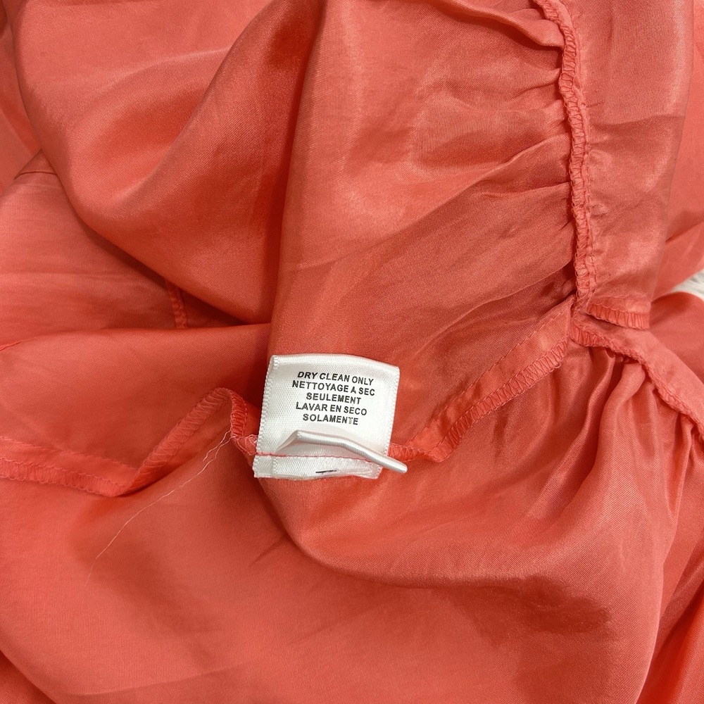 BCBG Maxazria Halter Dress Sz XS 100% Silk Coral Tiered Wedding Guest Party Midi - Picture 10 of 10